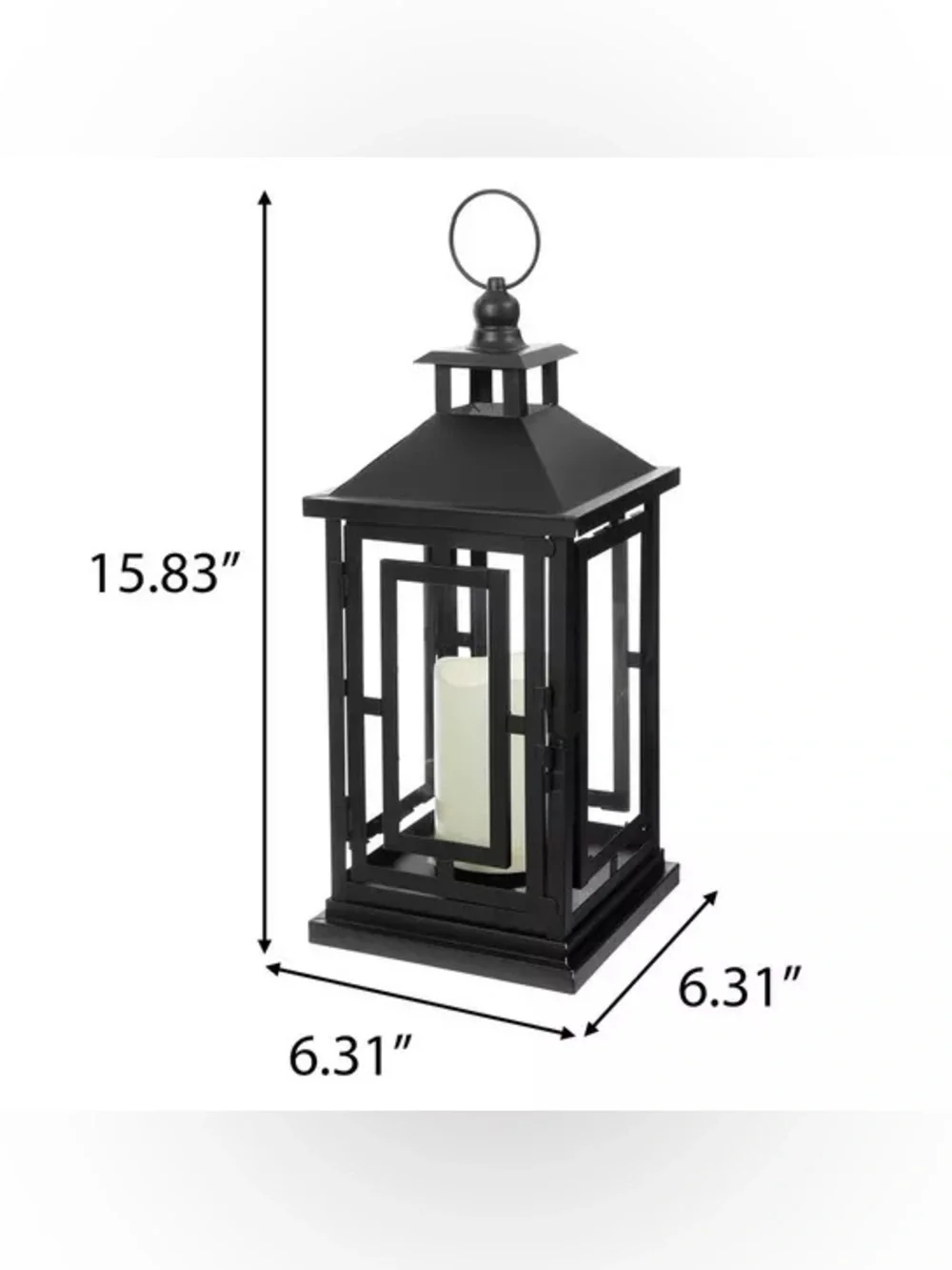 Black Rectangle Panels Metal LED Lantern